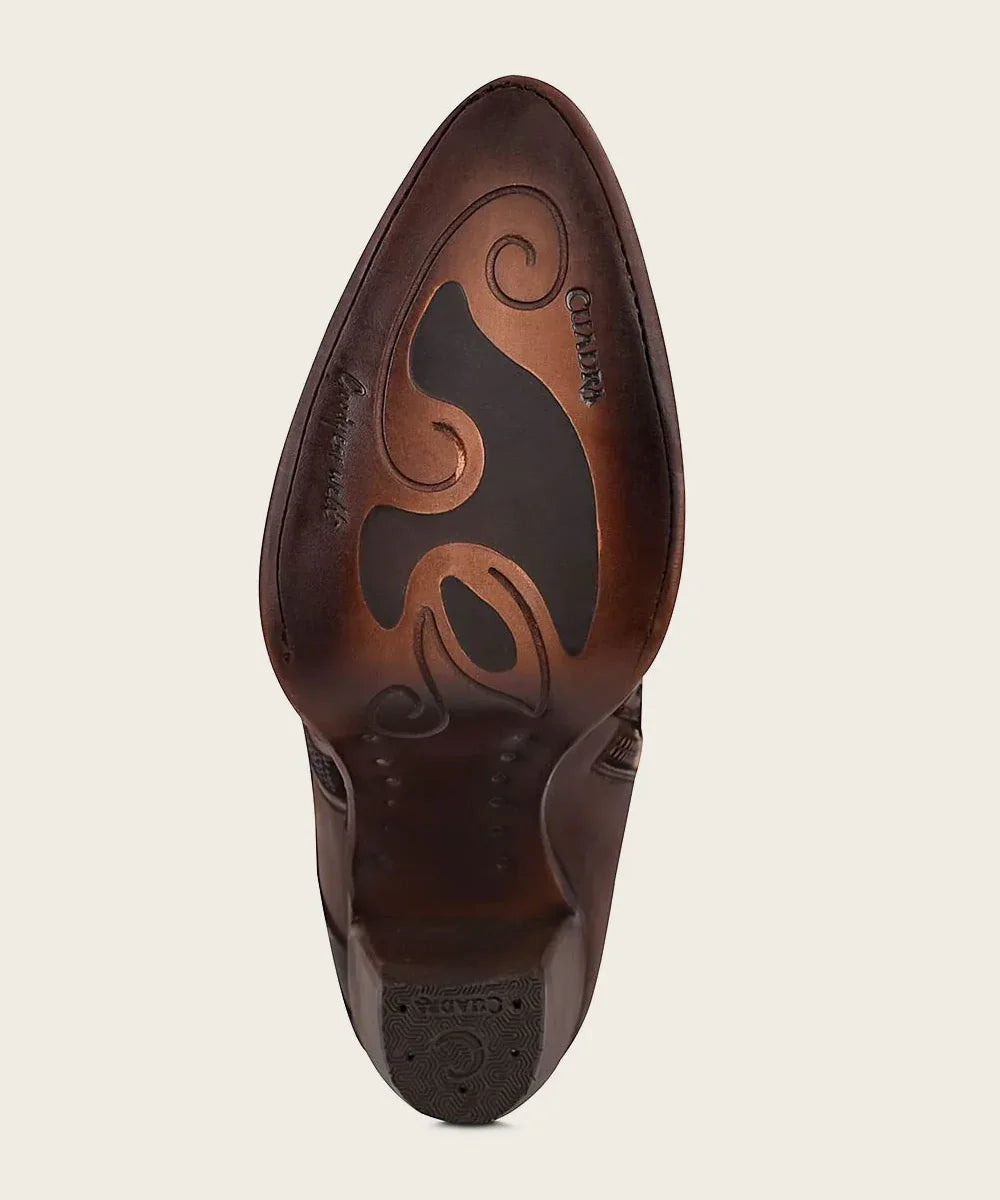 3F86RS Hand-Painted Brown Leather Ankle Bootie