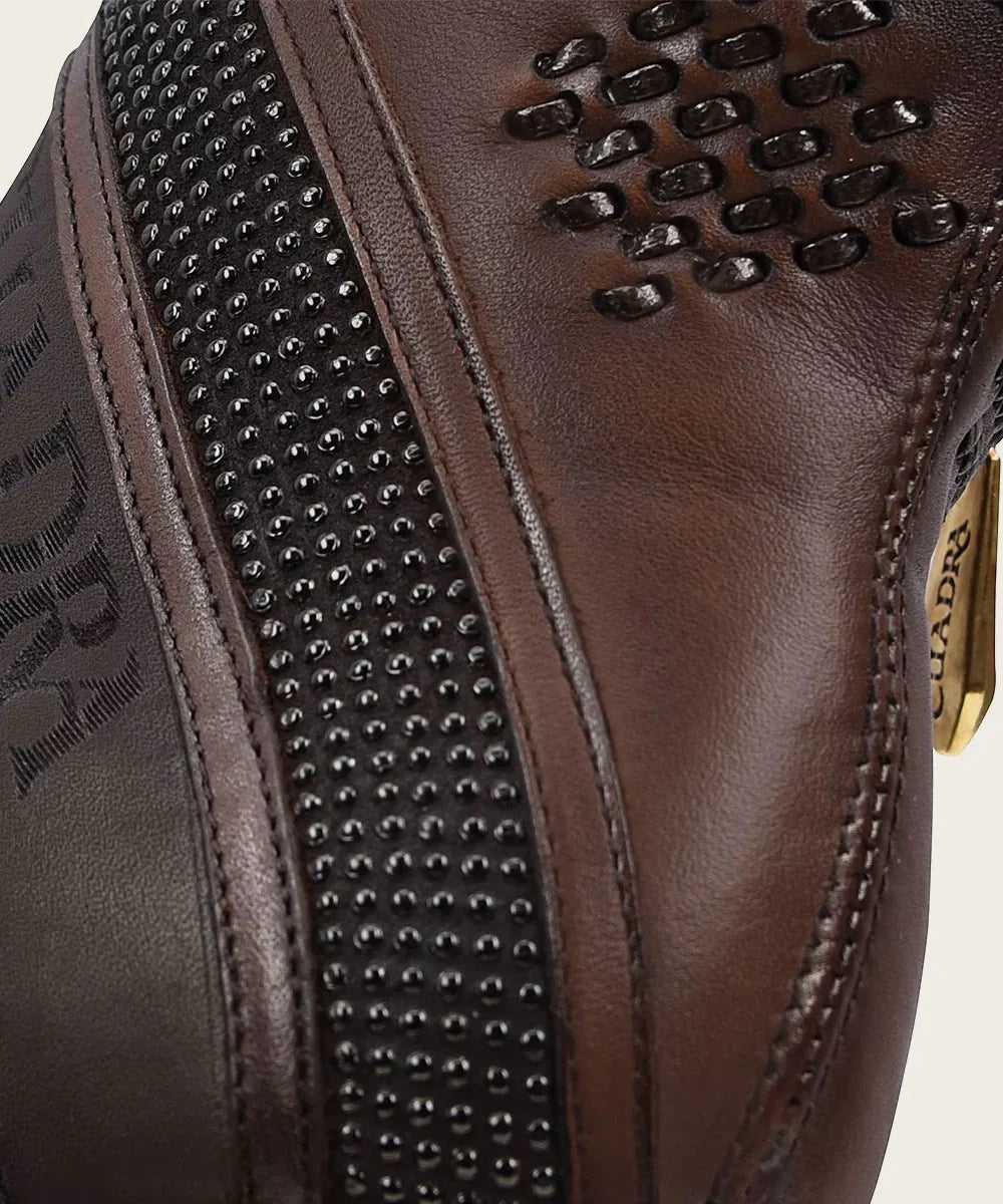 3F86RS Hand-Painted Brown Leather Ankle Bootie